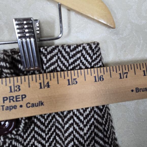 VTG Element Wool Blend Mini Skirt sz M Brown Herringbone Boho Ruffle Inset - Picture 13 of 16